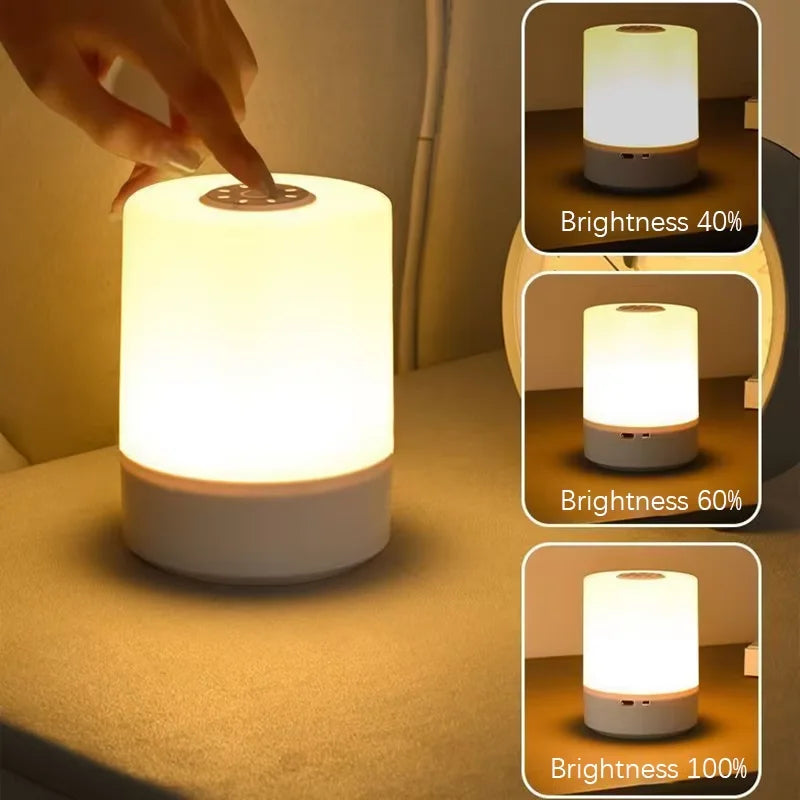 Dimmable Touch-Control Bedside Lamp – 3-Level LED Night Light with Charging Base