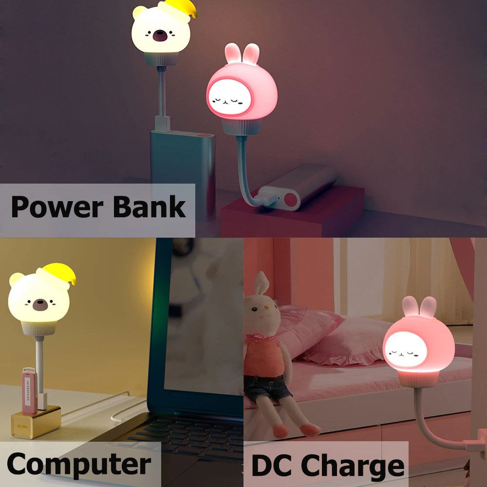 USB Cartoon Cute Night Light With Remote Control Babies Bedroom Decorative Feeding Light Bedside For Kids