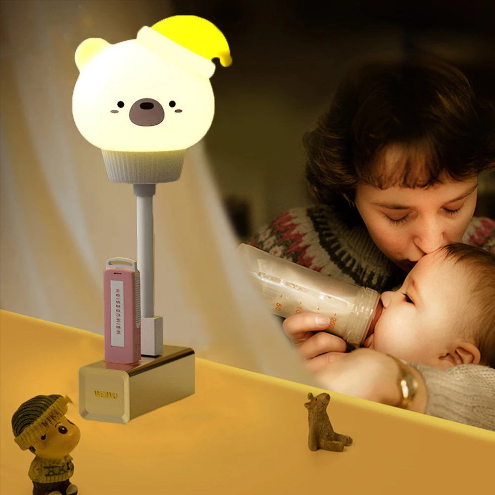 USB Cartoon Cute Night Light With Remote Control Babies Bedroom Decorative Feeding Light Bedside For Kids