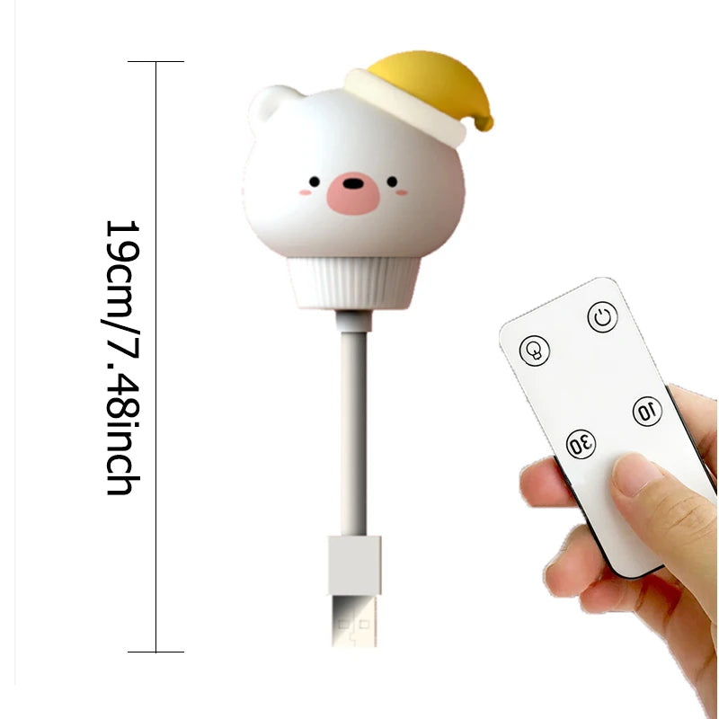 USB Cartoon Cute Night Light With Remote Control Babies Bedroom Decorative Feeding Light Bedside For Kids