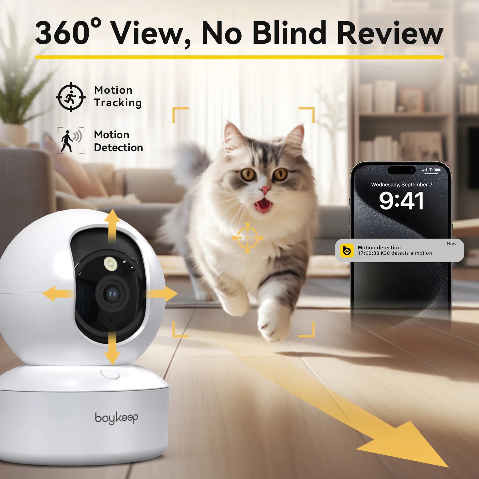 360° Smart Security Cam – 2K Vision, 2-Way Talk & Night View