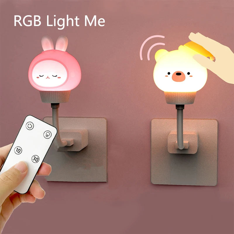 USB Cartoon Cute Night Light With Remote Control Babies Bedroom Decorative Feeding Light Bedside For Kids